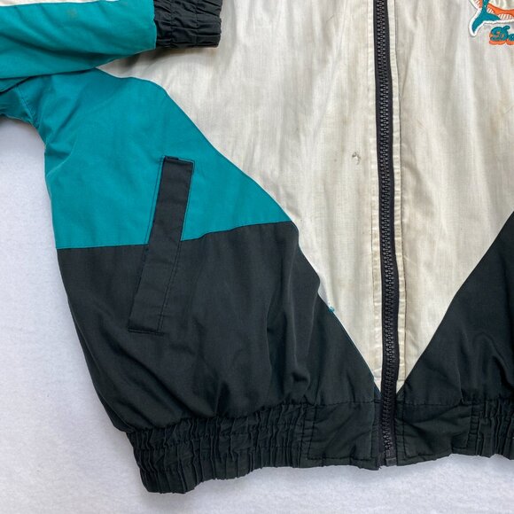 Vtg Miami Dolphins Puffer Jacket Men's L Pro Player Daniel Young Windbreaker - Picture 4 of 16